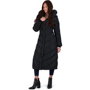 Women's Long Maxi Puffer Coat, Black